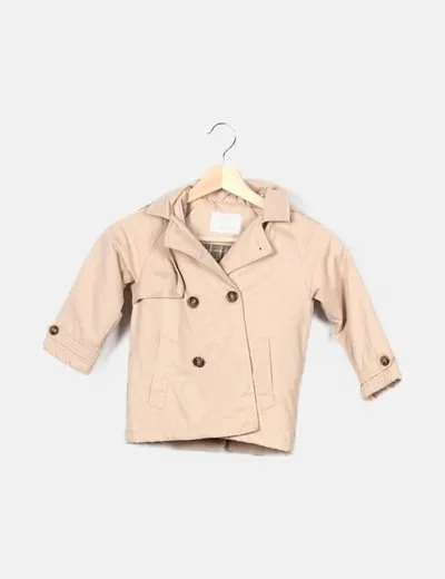 Zara Abrigo beige doble botonadura