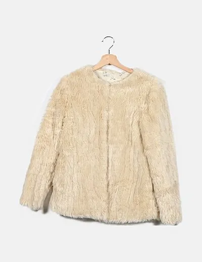 Zara Abrigo beige pelo sintético