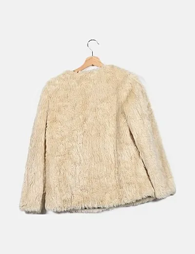 Zara Abrigo beige pelo sintético