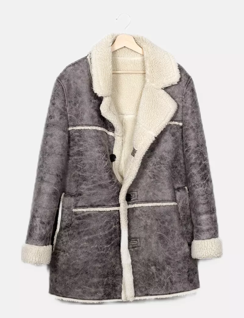 Zara Abrigo bicolor combinado casual