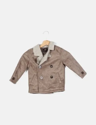 Zara Abrigo marrón detalle botonadura