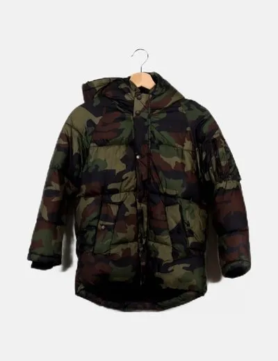 Zara Abrigo multicolor estampado camuflaje