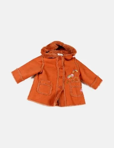 Zara Abrigo naranja detalle bordado