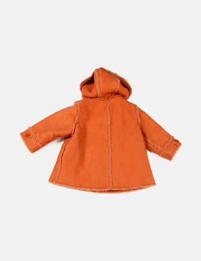 Zara Abrigo naranja detalle bordado