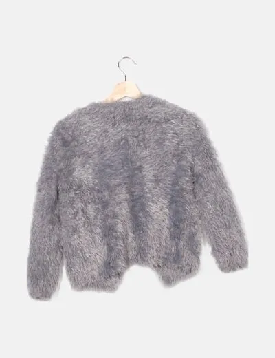 Zara Abrigo pelo sintético gris