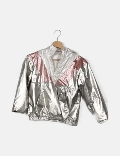 Zara Chaqueta tricolor satinada