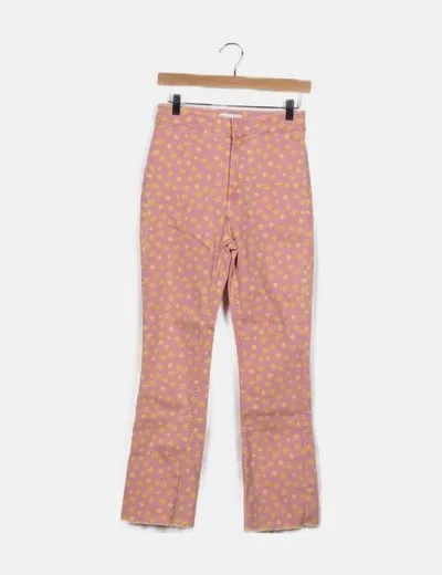 Zara Jeans denim bootcut print floral