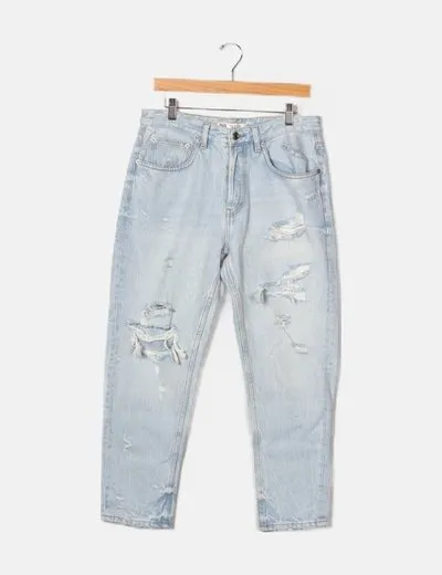 Zara Jeans denim ripped azul